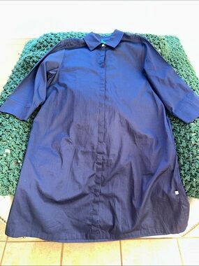 Perlavera 100 cotton Navy Button-Up dress